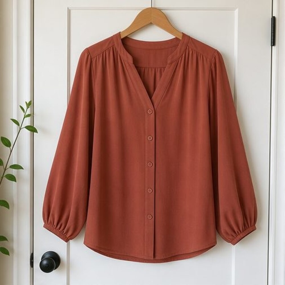 Rust Button Blouse